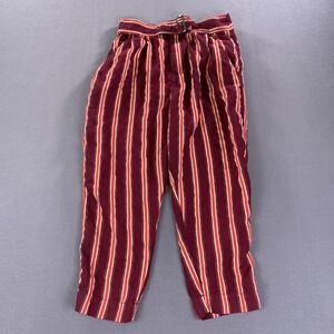 Anthropologie Pants Womens 4 Red Striped Paperbag Crop Belted Tapered Casual